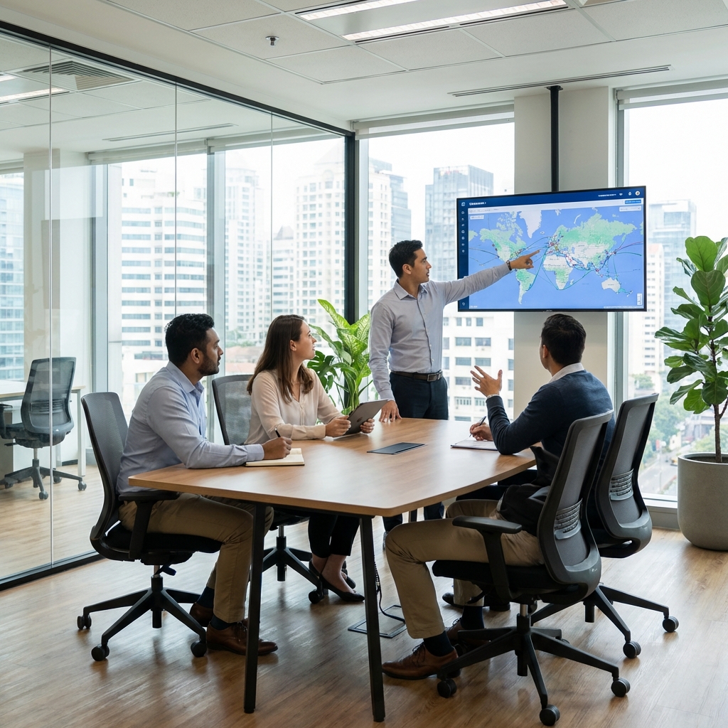 Logistics team working together